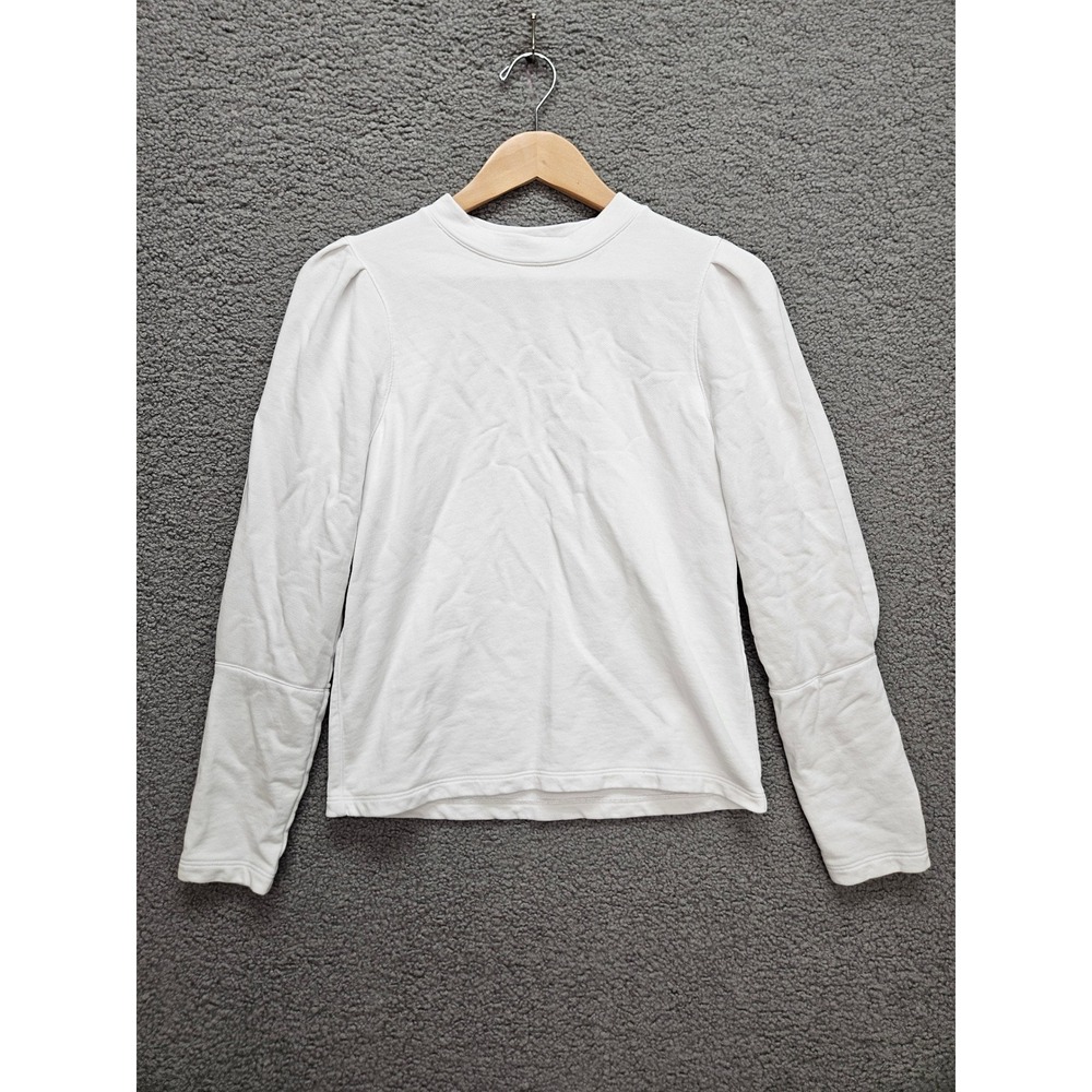 Rebecca Taylor Puff Sleeve Sweatshirt XS White Pima Cotton Coquette Balletcore